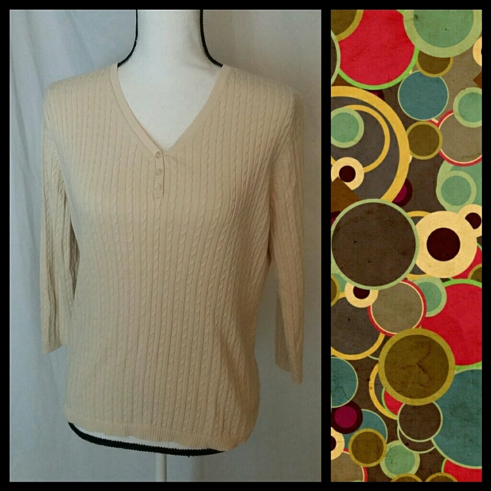 Cream Ribbed Knit Sweater